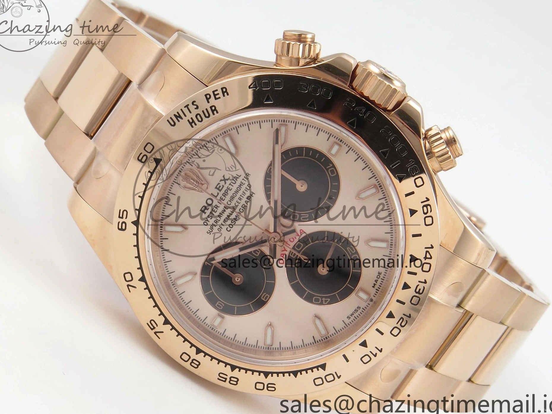 MiroTime 0130 WeatherProof Daytona 126505 RG Clean 1:1 Best Edition RG Champagne Stick Dial on RG Bracelet Super Clone DD 248